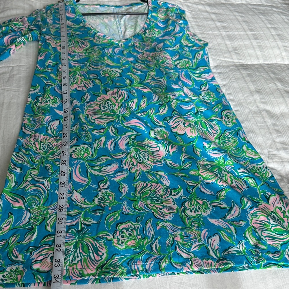 Lilly Pulitzer Tessa Print Cumulus Blue Chick Magnet Floral Dress Size Medium - Picture 7 of 7